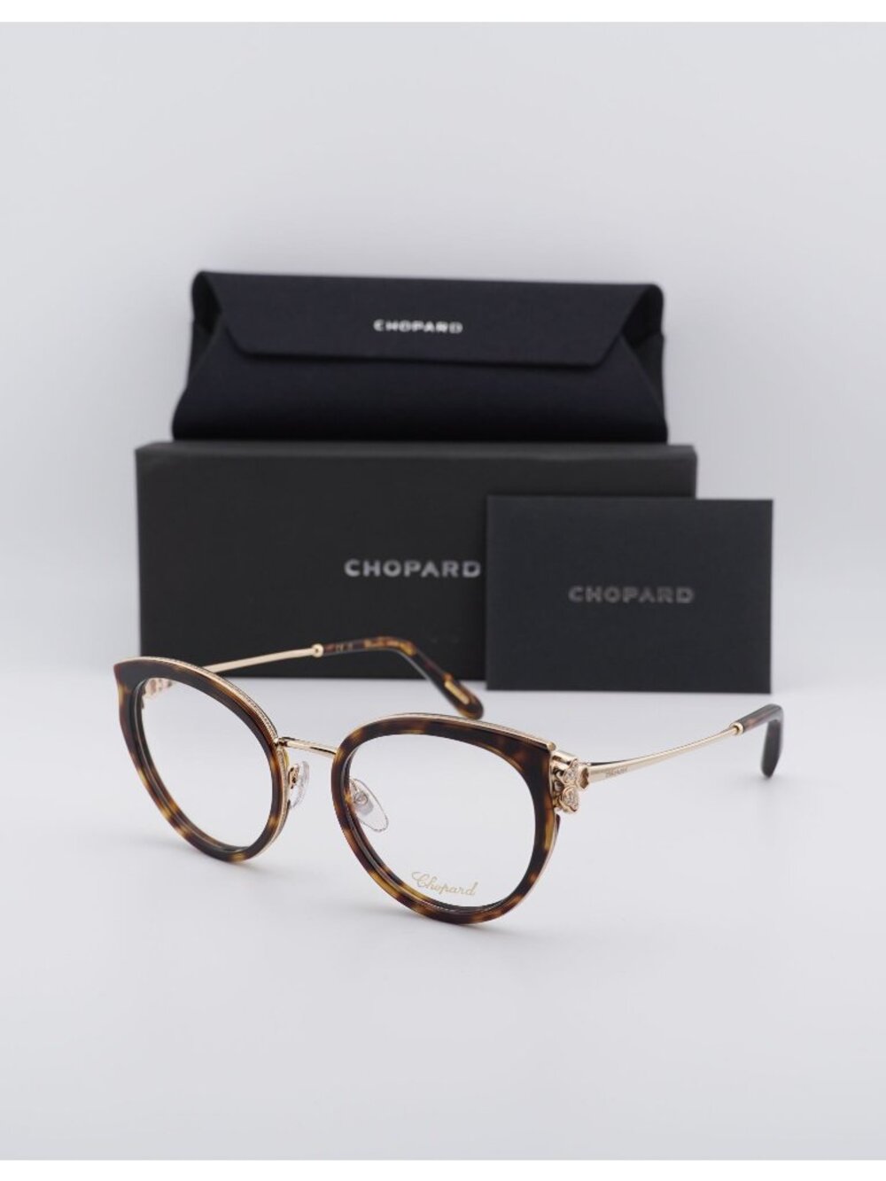 Chopard VCH367S 0909 Cat Eye Eyeglasses 52mm - Havana / Gold